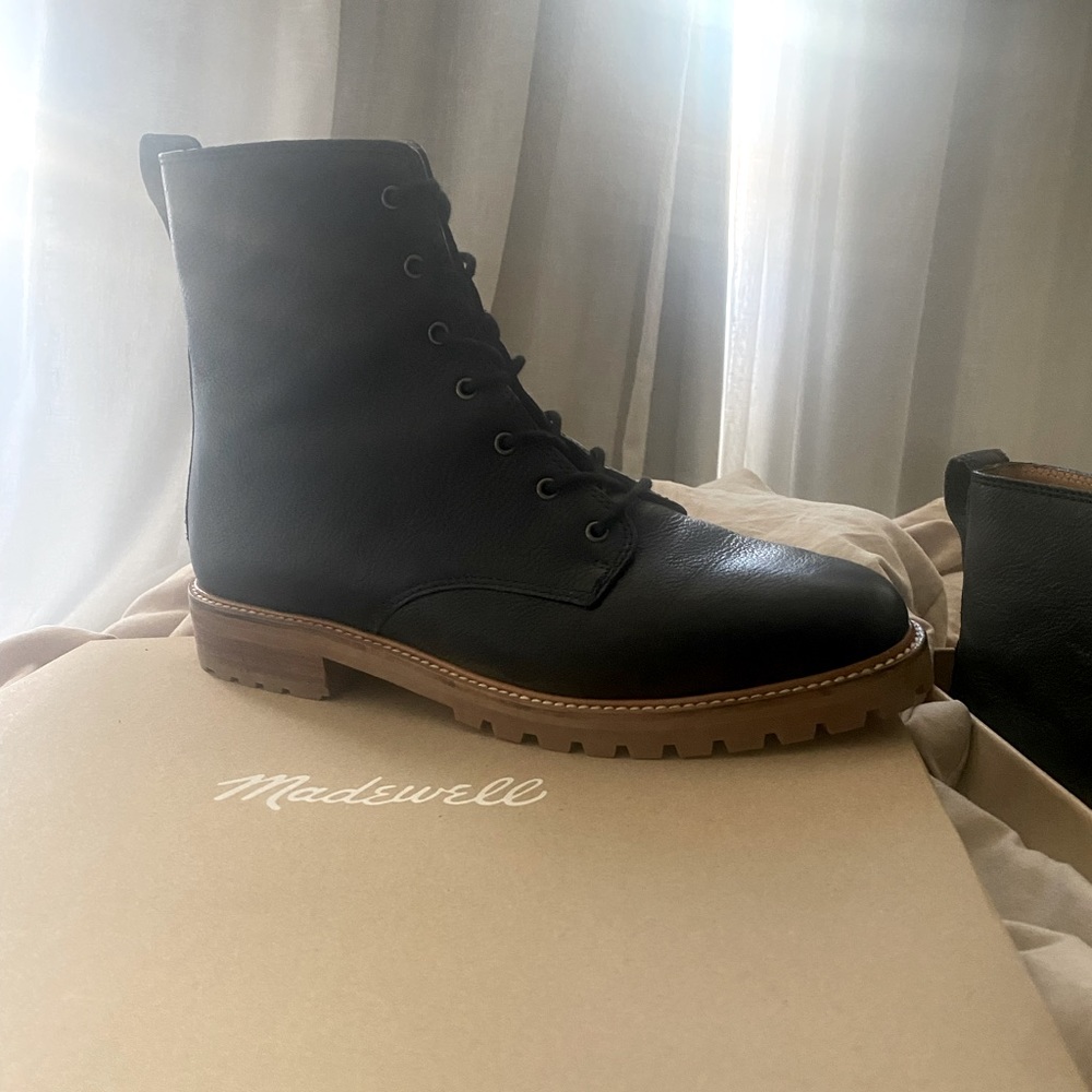 Madewell Lace-Up Boots in Black